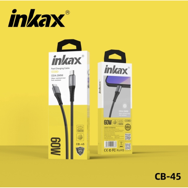 INKAX CB45 Câble de Charge Rapide 60W USB-C vers USB-C – Alliage d’Aluminium, Power Delivery, 1 m