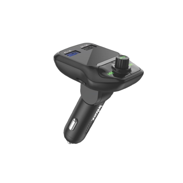 Inkax CM-09 Chargeur de Voiture Rapide Double USB-A 3,1 A avec Lecteur MP3 & Émetteur FM – Allume-Cigare Auto (Noir)
