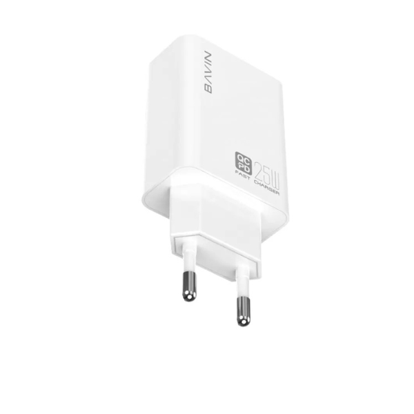 Chargeur mural rapide Bavin 25 W – USB-C, PD & QC, prise EU