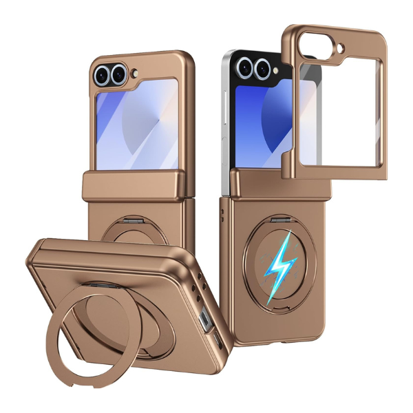 Coque Samsung Galaxy Z Flip Magnétique Premium avec Protection de Charnière & Support Rotatif Compatible Magsafe