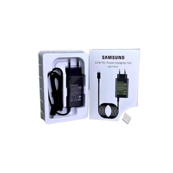 Samsung Chargeur Trio 65 W PD – Adaptateur Secteur USB-C ×2 + USB-A, Super Charge Rapide