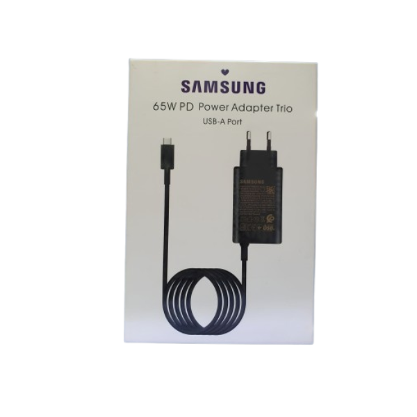 Samsung Chargeur Trio 65 W PD – Adaptateur Secteur USB-C ×2 + USB-A, Super Charge Rapide