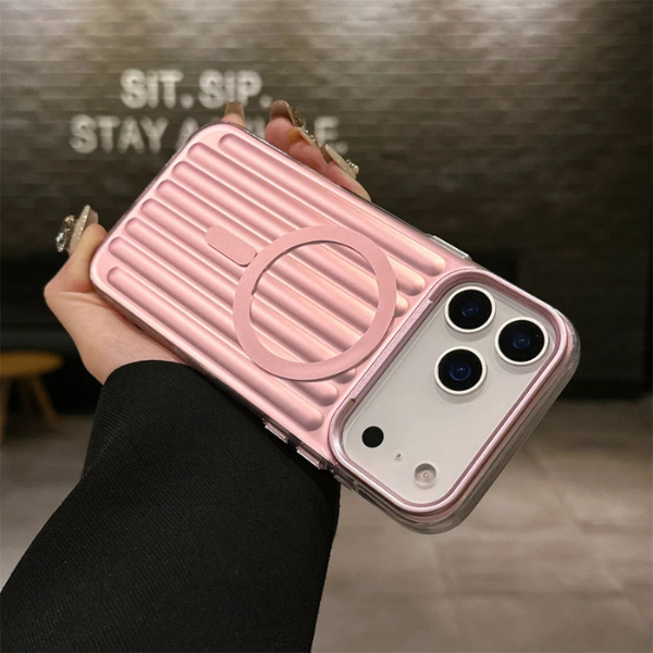 Coque iPhone 17 Pro & 17 Pro MaxcDesign Rayures Luxe Effet Valise Compatible MagSafe & Antichoc
