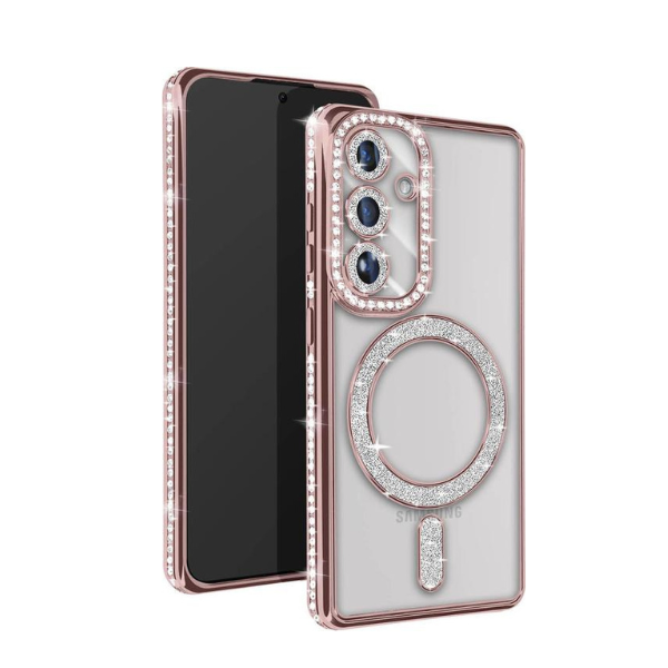 Coque Transparente Strass pour Samsung A56 – Bord Électroplaqué Luxe avec Anneau Rotatif 360° & Protection Écran/Caméra
