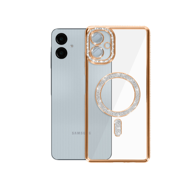 Coque Transparente Strass pour Samsung A07 – Bord Électroplaqué Luxe avec Anneau Rotatif 360° & Protection Écran/Caméra