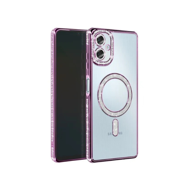 Coque Transparente Strass pour Samsung A06 – Bord Électroplaqué Luxe avec Anneau Rotatif 360° & Protection Écran/Caméra
