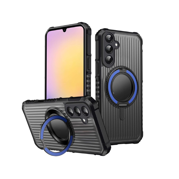 Coque Magnétique Samsung A17 avec Support Rotatif 360° – Protection Antichoc Premium en PC + TPU, Compatible Support Voiture & Recharge Sans Fil