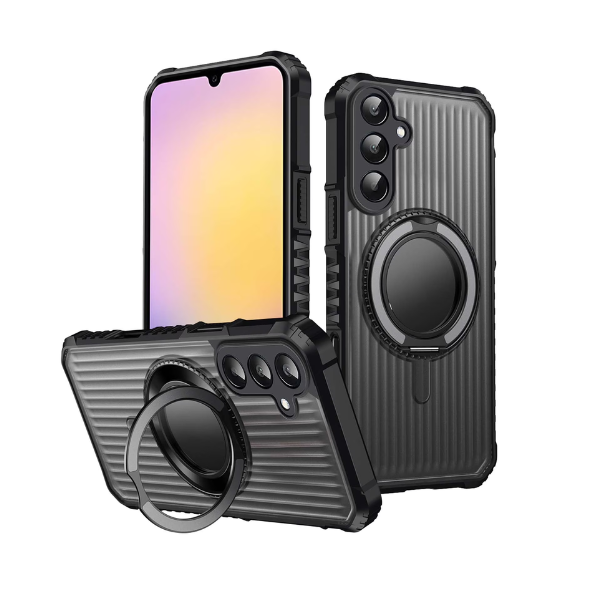 Coque Magnétique Samsung A16 avec Support Rotatif 360° – Protection Antichoc Premium en PC + TPU, Compatible Support Voiture & Recharge Sans Fil