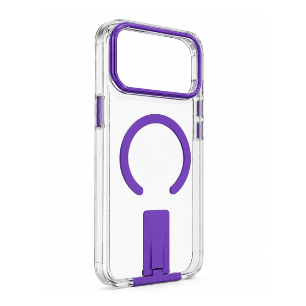 Coque Transparente MagSafe avec Support Intégré – Protection Caméra Premium pour iPhone