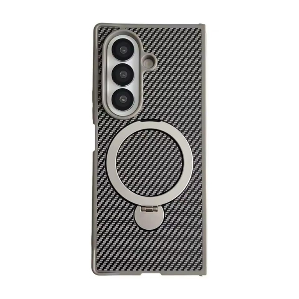 Coque Magnétique Galaxy Z Fold 7 en Fibre de Carbone avec Support Métallique - Protection Armure MagSafe