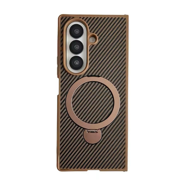 Coque Magnétique Galaxy Z Fold 7 en Fibre de Carbone avec Support Métallique - Protection Armure MagSafe