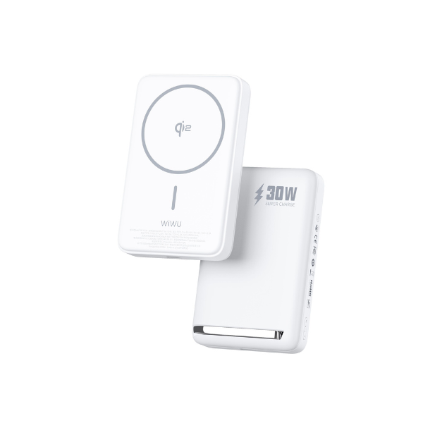 Power Bank 10 000mAh WIWU Wi-P031 Magnétique Sans Fil Qi2 30W avec Support & Indicateur LED