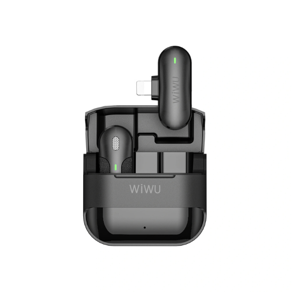 Mini Microphone Sans Fil WIWU pour Smartphone – Micro Lavalier Portable Solo avec Réduction de Bruit ANC, Fonction Mute, USB-C / Lightning, Idéal Vlog & Vidéo