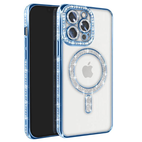 Coque Transparente Strass – Bord Électroplaqué & Anneau Rotatif 360° – Protection Écran/Camera