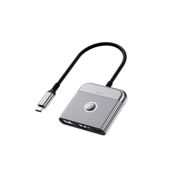 Adaptateur WiWU 3-en-1 USB-C vers HDMI + USB 3.0 + USB-C PD – Hub Multifonction Haute Vitesse